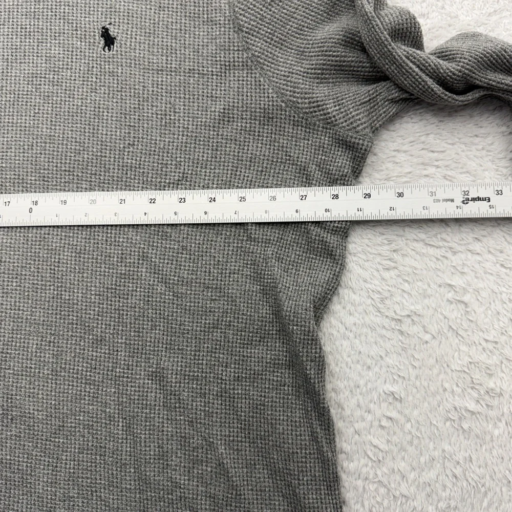 Polo Ralph Lauren Mens 2XLT Gray Waffle Knit Thermal Long Sleeve Shirt Pony Logo
